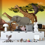 Vibrant Wildlife Safari Animal Kids Premium Wallpaper - Image 5
