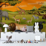 Tribal African Safari Animals Kids Premium Wallpaper - Image 2