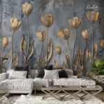 Artistic 3D-Effect Gold Leaf Premium Wallpaper - Image 5