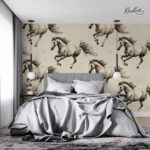 Galloping Stallions Vintage Sketch Premium Wallpaper - Image 5