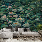 Serene Lotus Pond Premium Wallpaper - Image 5
