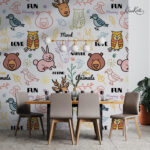 Happy Animals Woodland Doodle Kids Premium Wallpaper - Image 3