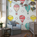 Pastel Hot Air Balloons and Clouds Kids Premium Wallpaper - Image 4