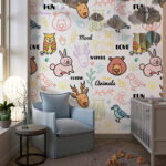 Happy Animals Woodland Doodle Kids Premium Wallpaper - Image 5