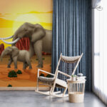 African Safari Elephant Sunset Kids Premium Wallpaper - Image 2