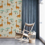 Cartoon Giraffe and Acacia Tree Kids Premium Wallpaper - Image 2