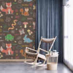 Pastel Woodland Animals and Nature Kids Premium Wallpaper