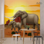 African Safari Elephant Sunset Kids Premium Wallpaper - Image 5