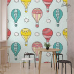 Pastel Hot Air Balloons and Clouds Kids Premium Wallpaper - Image 3
