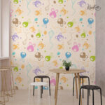 Pastel Cartoon Bears and Rabbits Kids Premium Wallpaper - Image 3