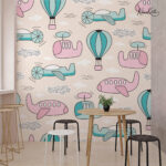 Pastel Planes and Hot Air Balloons Kids Premium Wallpaper - Image 4