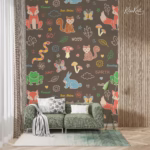 Pastel Woodland Animals and Nature Kids Premium Wallpaper - Image 4