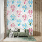Pink & Blue Hot Air Balloon Kids  Premium Wallpaper - Image 5