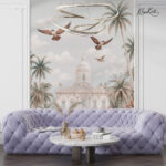 White Mansion and Palms Scenic Premium Wallpaper - Image 3