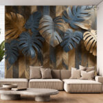 Metallic Tropical Leaves Premium Wallpaper