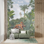 Botanical Leopard Garden Premium Wallpaper