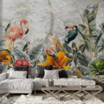 Jungle Flamingo Scenic Premium Wallpaper