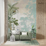 Misty Jungle Birds Scenic Premium Wallpaper