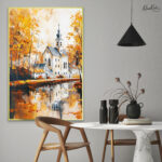 Abstact Village Church Canvas wall Art