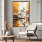 Abstact Village Church Canvas wall Art - Image 11