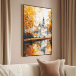 Abstact Village Church Canvas wall Art - Image 2