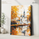 Abstact Village Church Canvas wall Art - Image 4