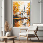 Abstact Village Church Canvas wall Art - Image 7